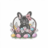 Sticker Frenchie Chien de Pâques Frenchie Chien Œufs Dessi (Devant)