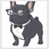 Sticker Frenchie dans Tuxedo avec lunettes (Feuille)