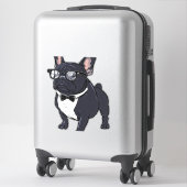 Sticker Frenchie dans Tuxedo avec lunettes (Sur valise)