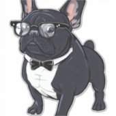Sticker Frenchie dans Tuxedo avec lunettes (Devant)