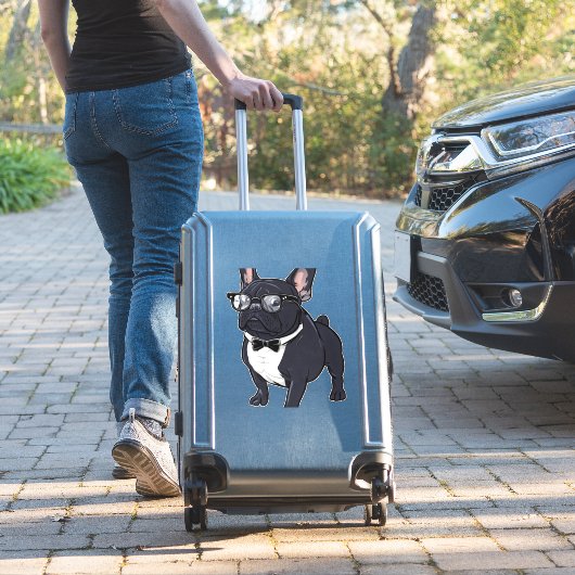 Sticker Frenchie dans Tuxedo avec lunettes (Valise Insitu)