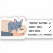 Sticker Frenchie Napping Coffee Cold Funny French Bulldog (Recto)