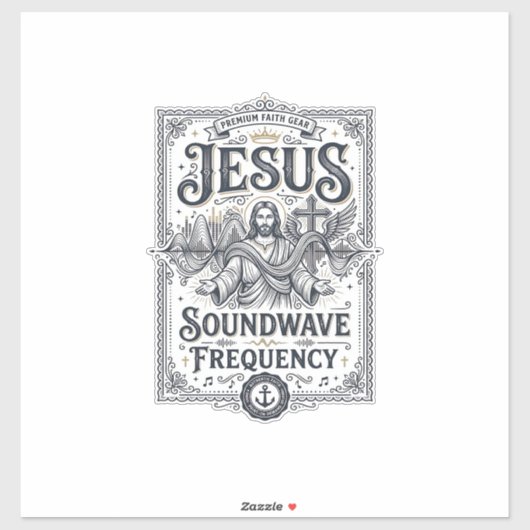Sticker Fréquence d'onde sonore Jésus Fréquence d'onde son (Feuille)