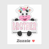 Sticker Frère De L'Anniversaire Fille Vache Famille Fête _ (Feuille)