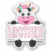 Sticker Frère De L'Anniversaire Fille Vache Famille Fête _ (Devant)