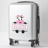 Sticker Frère De L'Anniversaire Fille Vache Famille Fête _ (Sur valise)