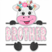 Sticker Frère De L'Anniversaire Fille Vache Famille Fête _ (Devant)