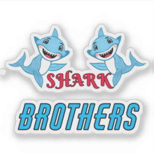 Sticker Frères de la famille requin heureux