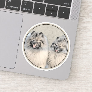 Sticker Frères Keeshond Peinture - Art de Chien Original