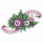 Sticker Frida Kahlo | Bouquet floral pourpre (Devant)