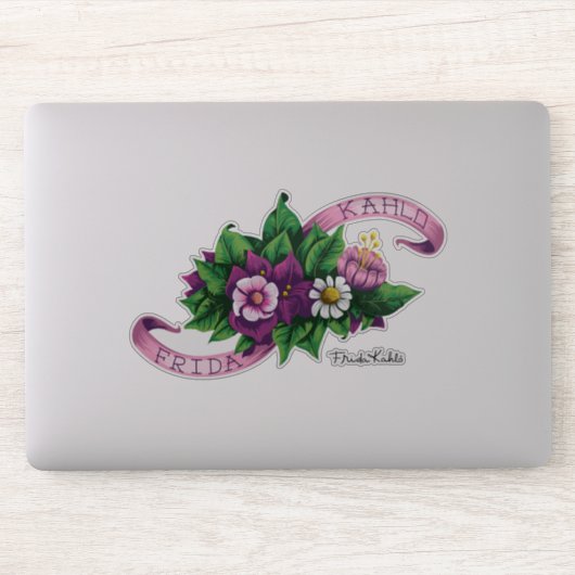 Sticker Frida Kahlo | Bouquet floral pourpre (Ordinateur)