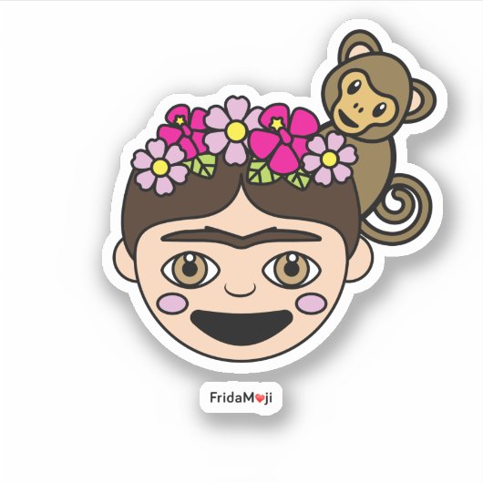Sticker Frida Kahlo | FridaMoji - Frida heureux (Devant)