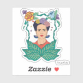 Sticker Frida Kahlo Graphisme du cadre floral (Feuille)