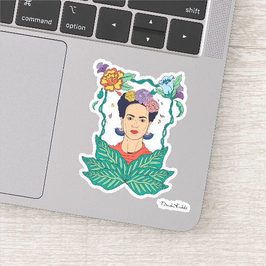 Sticker Frida Kahlo Graphisme du cadre floral (Détail)