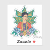 Sticker Frida Kahlo Graphisme floral coloré (Feuille)