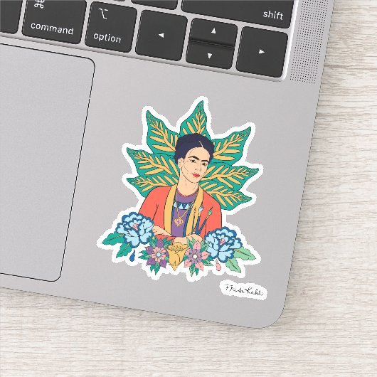 Sticker Frida Kahlo Graphisme floral coloré (Détail)