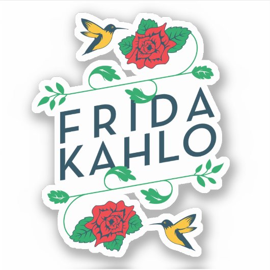 Sticker Frida Kahlo | Typographie florale (Devant)