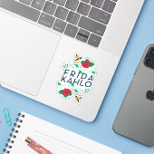 Sticker Frida Kahlo | Typographie florale (Ordinateur portable avec iPhone)