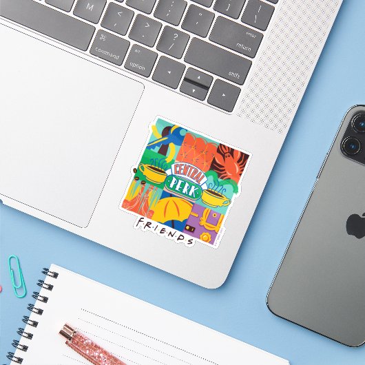 Sticker FRIENDS™ | Central Perk Graphique Vibrant (Ordinateur portable avec iPhone)