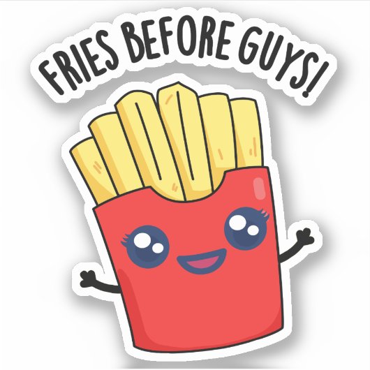Sticker Fries Avant Les Gars Drôle Fries Pun (Devant)