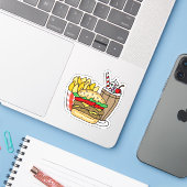 Sticker Frites de cheeseburger et milk-shake au chocolat (Ordinateur portable avec iPhone)