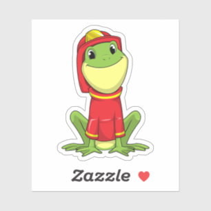 Sticker Frog as Firefighter avec Helmet