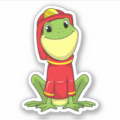 Sticker Frog as Firefighter avec Helmet (Devant)