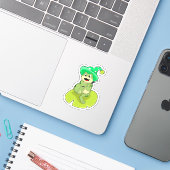 Sticker Frog as Wizard with Magic wand (Ordinateur portable avec iPhone)