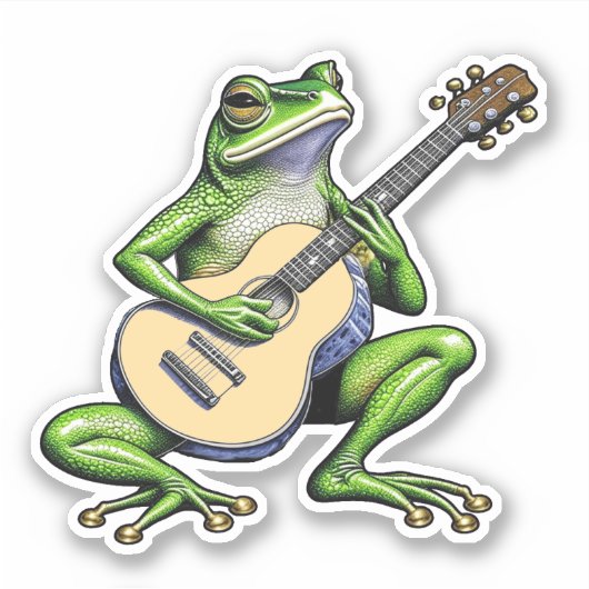 Sticker Frog drôle Jouer de la guitare (Devant)