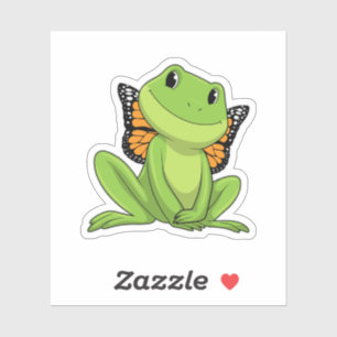 Sticker Frog with Butterfly