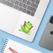 Sticker Frog with Butterfly (Ordinateur portable avec iPhone)