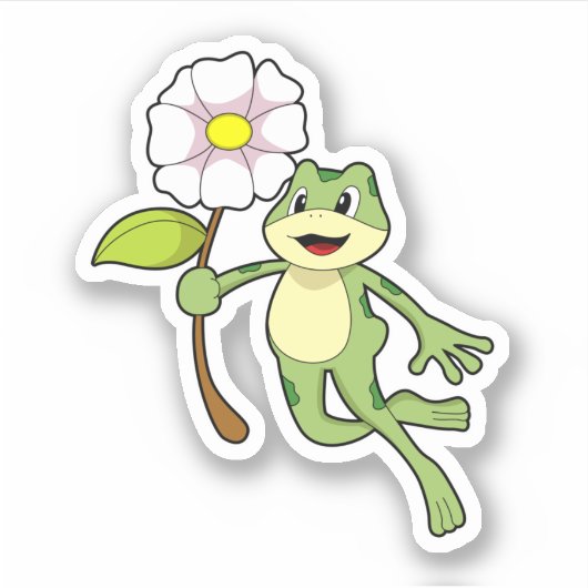 Sticker Frog with Flower. (Devant)