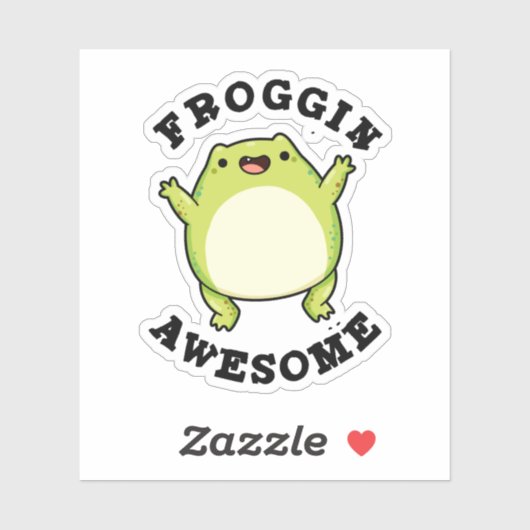 Sticker Froggin Awesome Funky Frog Pun (Feuille)