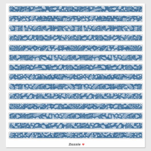 Sticker Frontières Florales Bohème Classiques Bleus (Feuille)