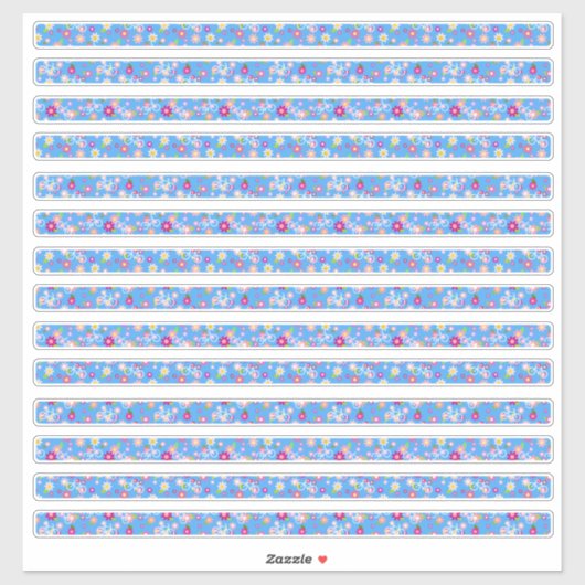 Sticker Frontières florales Fleurs et vélos (Feuille)