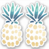 Sticker Fruit d'ananas tropical bleu, Turquoise et or (Devant)
