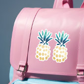 Sticker Fruit d'ananas tropical bleu, Turquoise et or