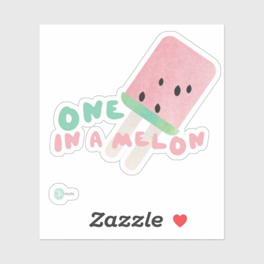 Sticker Fruit de pastèque un dans une pop melon (Feuille)