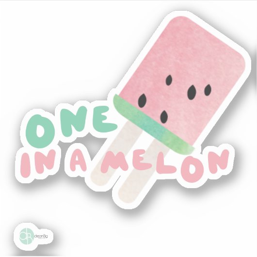 Sticker Fruit de pastèque un dans une pop melon (Devant)