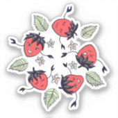 Sticker Fruit Kawaii à la fraise mûre (Recto)