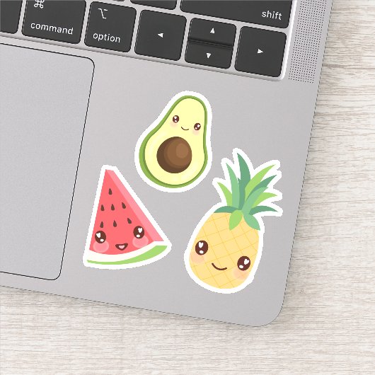 Sticker Fruit Kawaii | Watermelon, ananas et avocat (Détail)