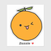Sticker Fruit orange Kawaii (Feuille)