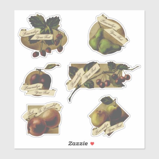 Sticker Fruit Vintage sur mesure Maison Confiture Conçue (Feuille)