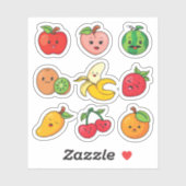 Sticker Fruits amusants Chibi Style de dessin (Feuille)