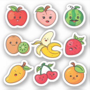 Sticker Fruits amusants Chibi Style de dessin
