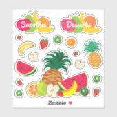 Sticker Fruits colorés amusants Été Végétarien sain (Feuille)