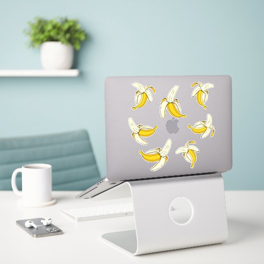Sticker Fruits de banane jaune tropicale (Ordinateur portable sur le bureau)
