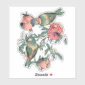 Sticker Fruits de grenade et Lovebirds (Feuille)