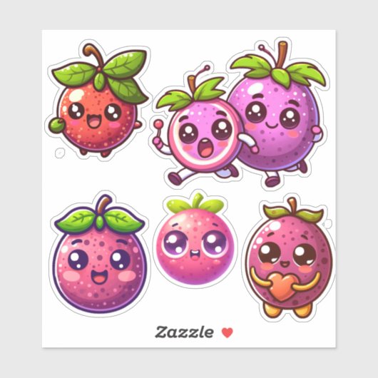 Sticker fruits de la passion kawaii mignon (Feuille)
