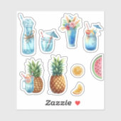 Sticker Fruits et Boissons d'Été (Feuille)